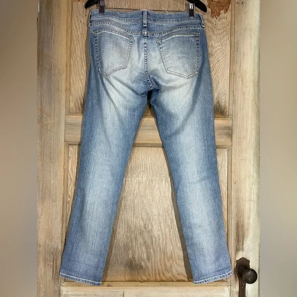 Rag & Bone Dre Distressed Boyfriend Jeans – Low‑Rise Light Wash Denim - Sz 27 - Picture 4 of 17